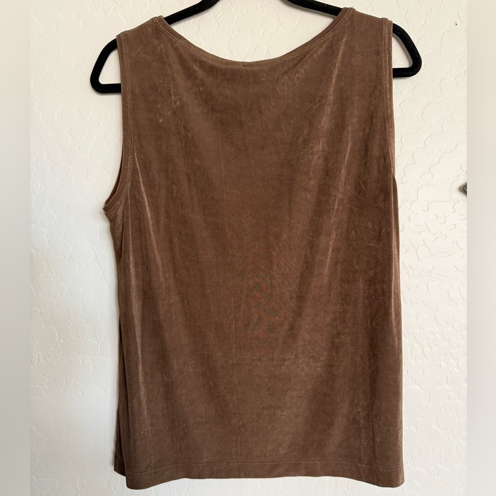 CHICO’S Vtg Travelers Brown Slinky Sleeveless Top with Stretch - Size 3 (XL) - Picture 3 of 5